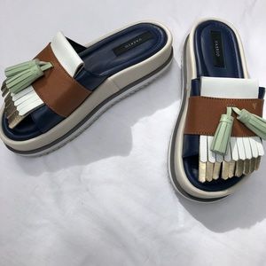 Vaerso Platform Slides - Camel, Navy, Mint Size 36